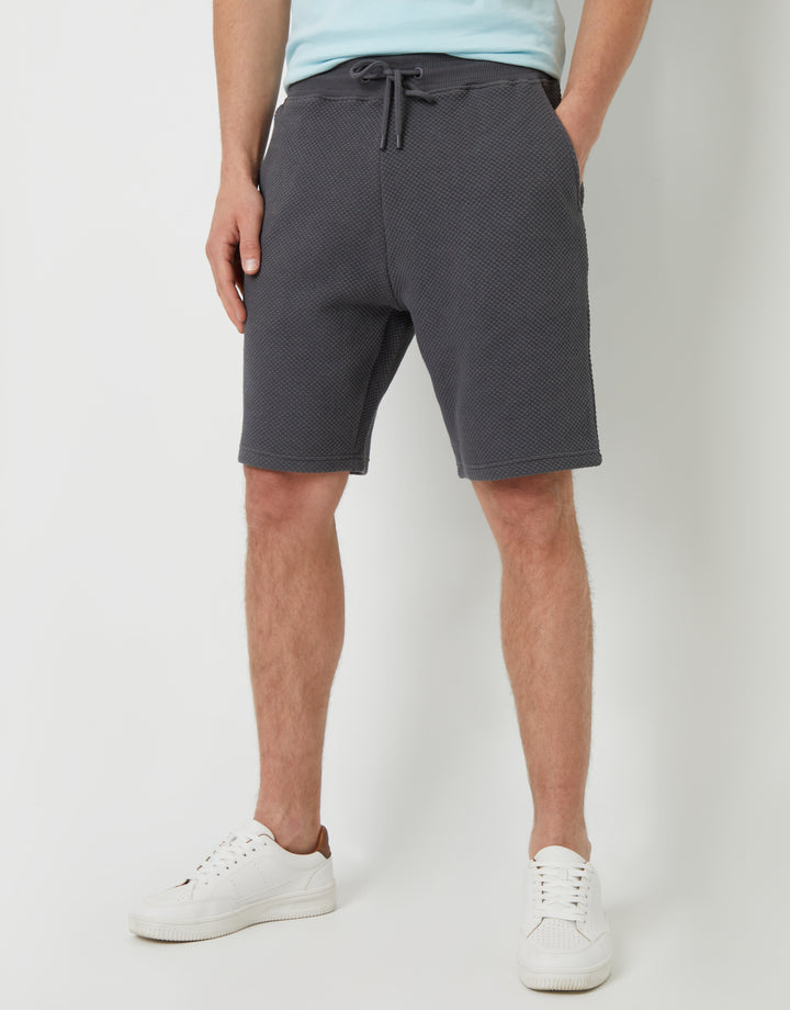 Slate Grey Textured Sweat Shorts