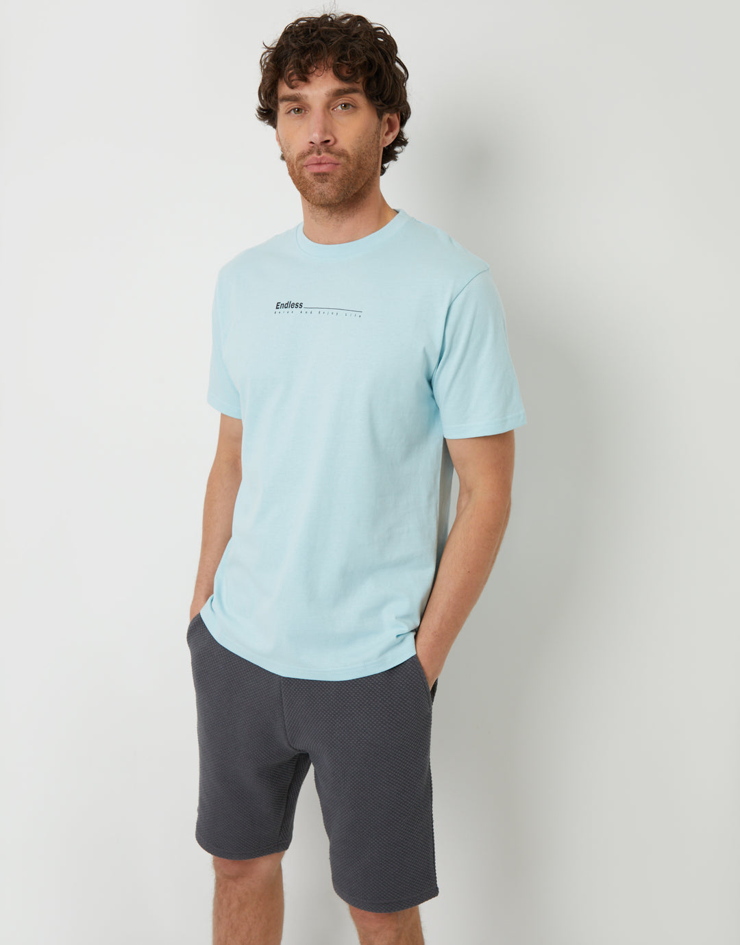 Slate Grey Textured Sweat Shorts