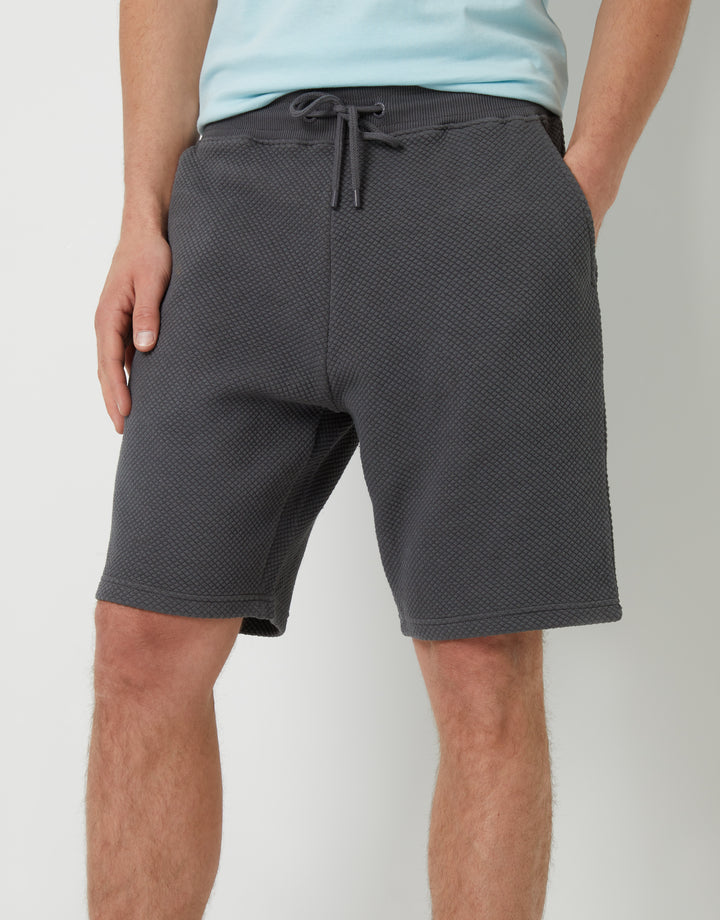 Slate Grey Textured Sweat Shorts