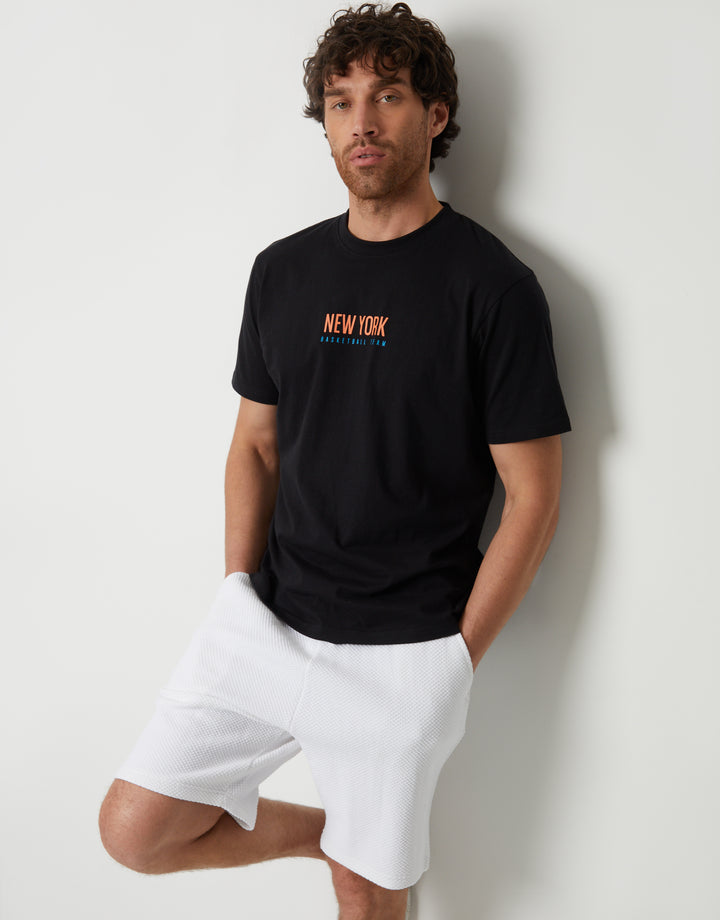 White Textured Sweat Shorts