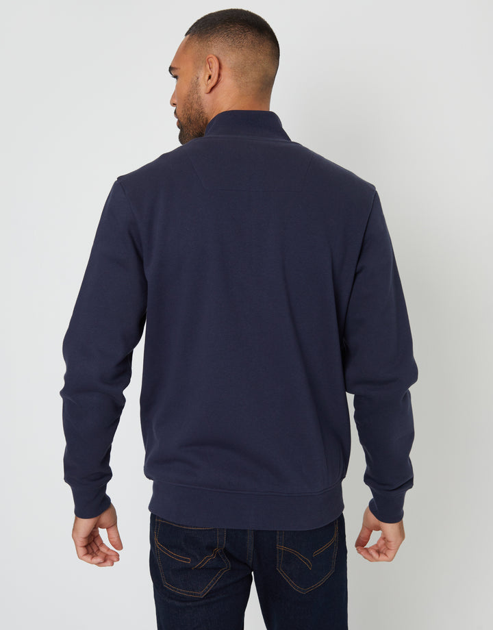 Navy Funnel Neck Zip Through Sweatshirt