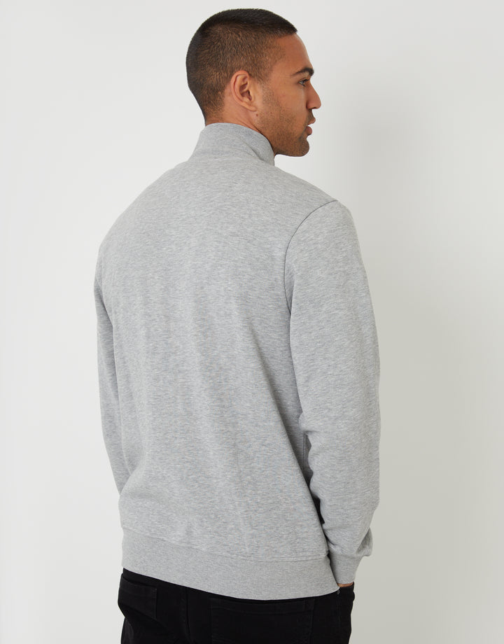 Light Grey Funnel Neck Zip Through Sweatshirt