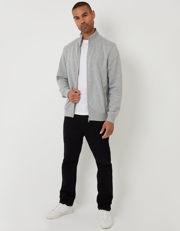 Light Grey Funnel Neck Zip Through Sweatshirt