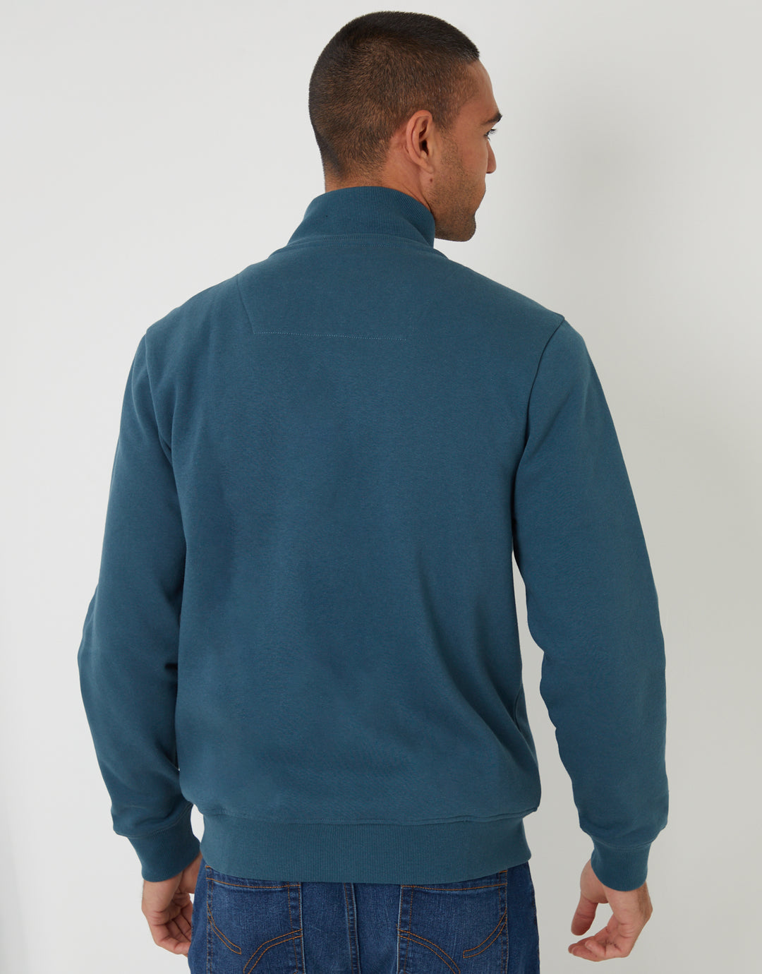 Blue Funnel Neck Zip Through Sweatshirt