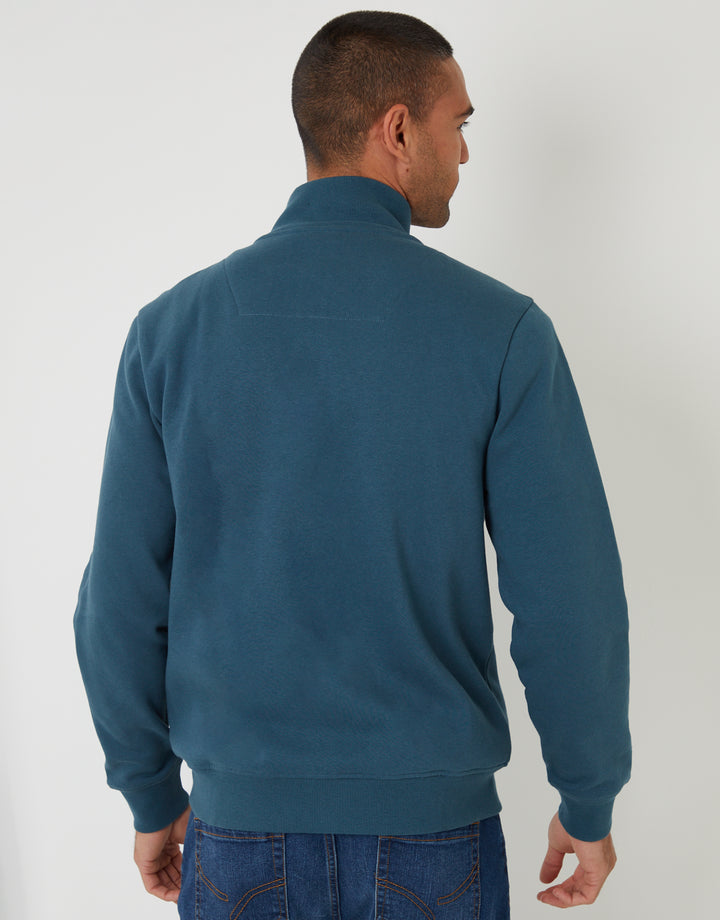Blue Funnel Neck Zip Through Sweatshirt