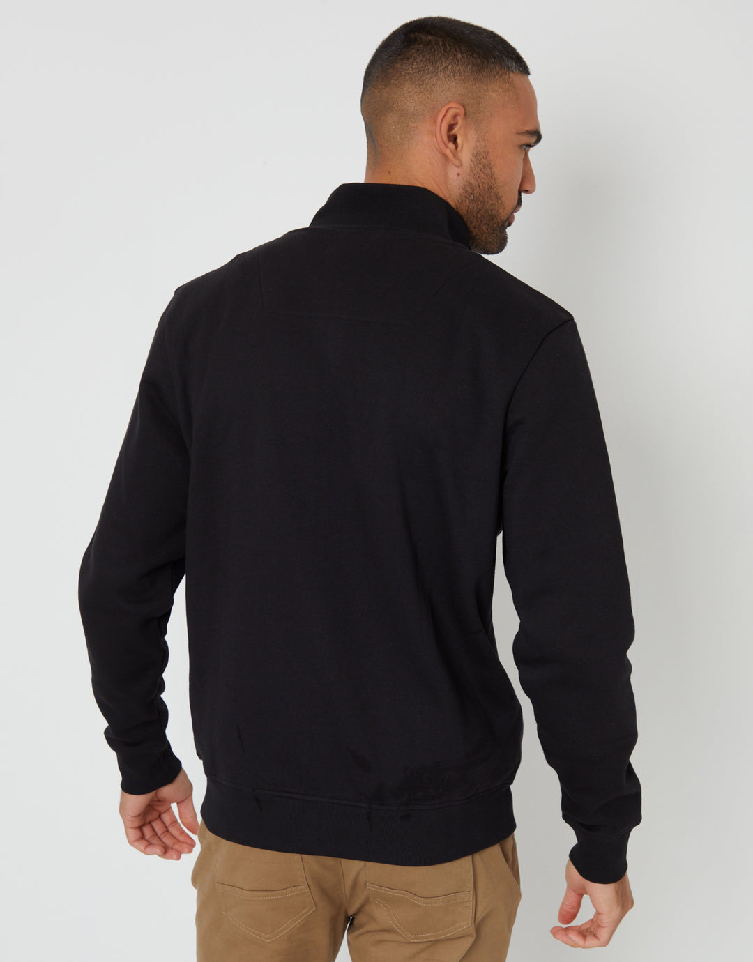 Black Funnel Neck Zip Through Sweatshirt
