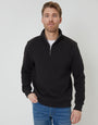 Black Jacquard Textured Quarter Zip Sweatshirt