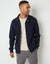 Navy Pique Zip Up Popper Collar Sweatshirt