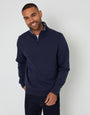 Tipping Collar Quarter Zip Sweatshirt in Navy