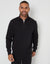 Tipping Collar Quarter Zip Sweatshirt in Black