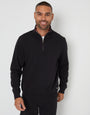 Tipping Collar Quarter Zip Sweatshirt in Black