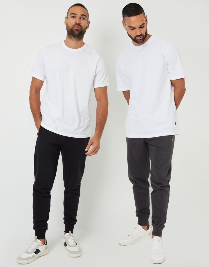 Black & Charcoal Marl Regular Fit Joggers (2 Pack)