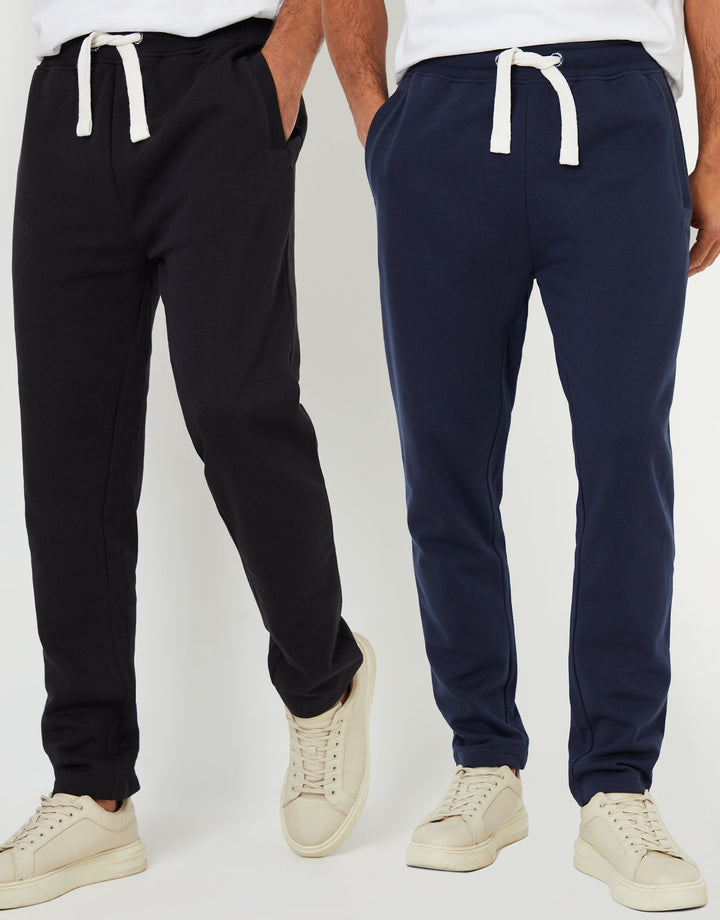 2 Pack Straight Leg Joggers in Navy & Black