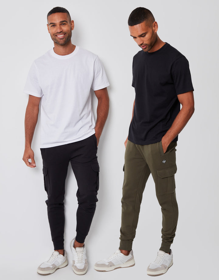 Black & Khaki Cargo Style Joggers (2 Pack)