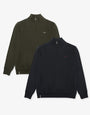 Black & Khaki Green Quarter Zip Sweatshirts (2 Pack)