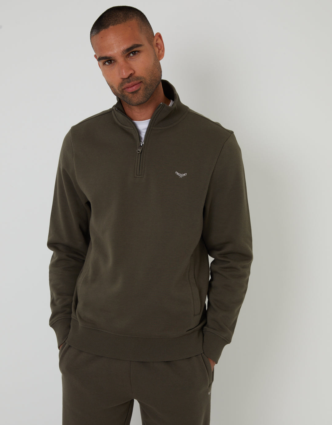 Black & Khaki Green Quarter Zip Sweatshirts (2 Pack)