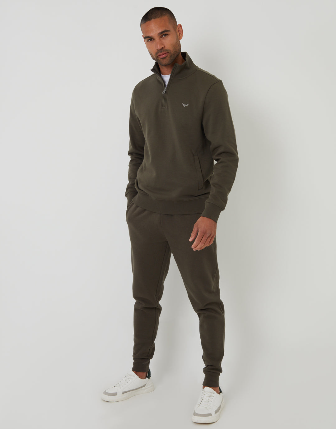 Black & Khaki Green Quarter Zip Sweatshirts (2 Pack)