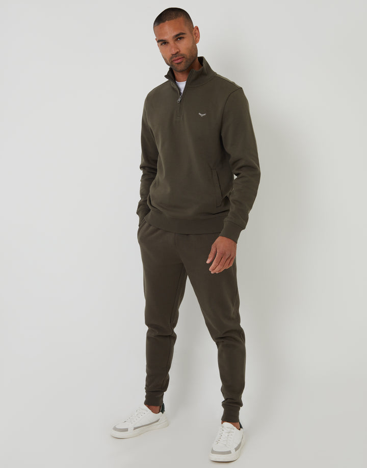 Black & Khaki Green Quarter Zip Sweatshirts (2 Pack)