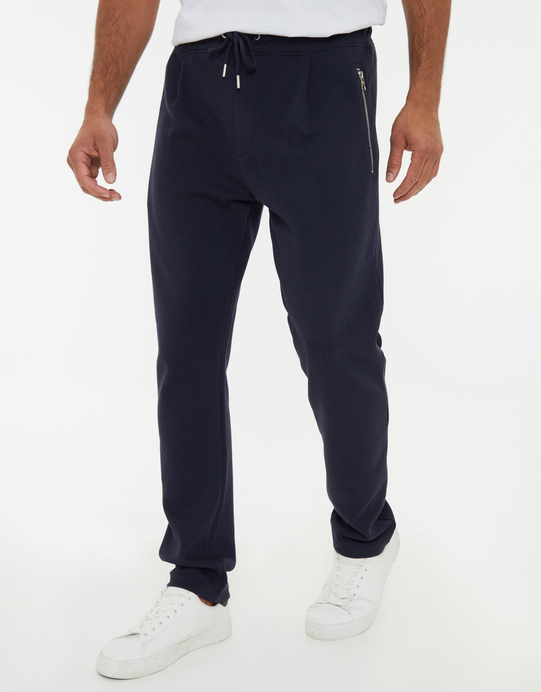 Navy Pique Open Hem Joggers