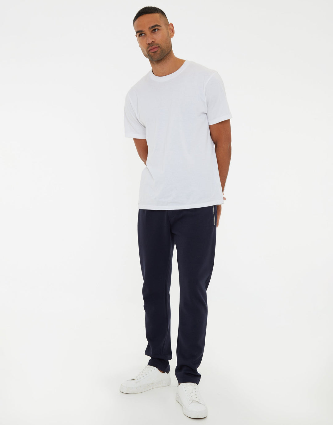 Navy Pique Open Hem Joggers