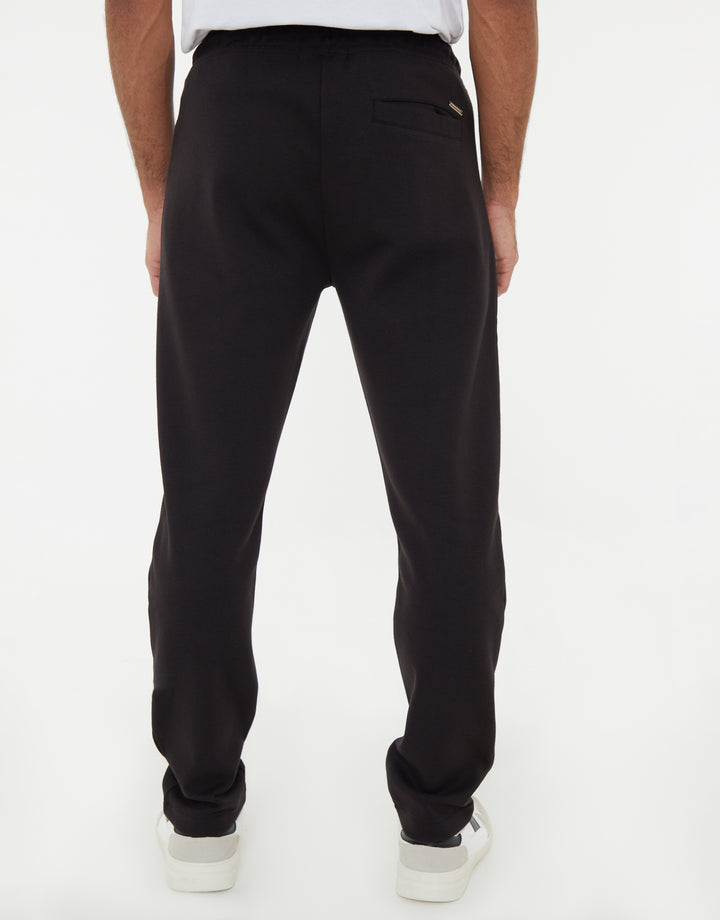 Pique Open Hem Joggers in Black