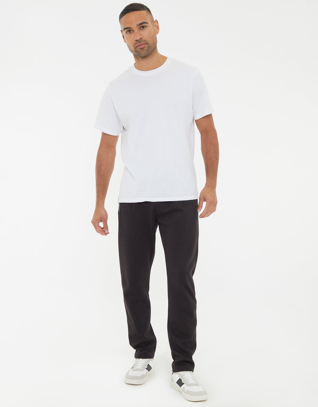 Pique Open Hem Joggers in Black