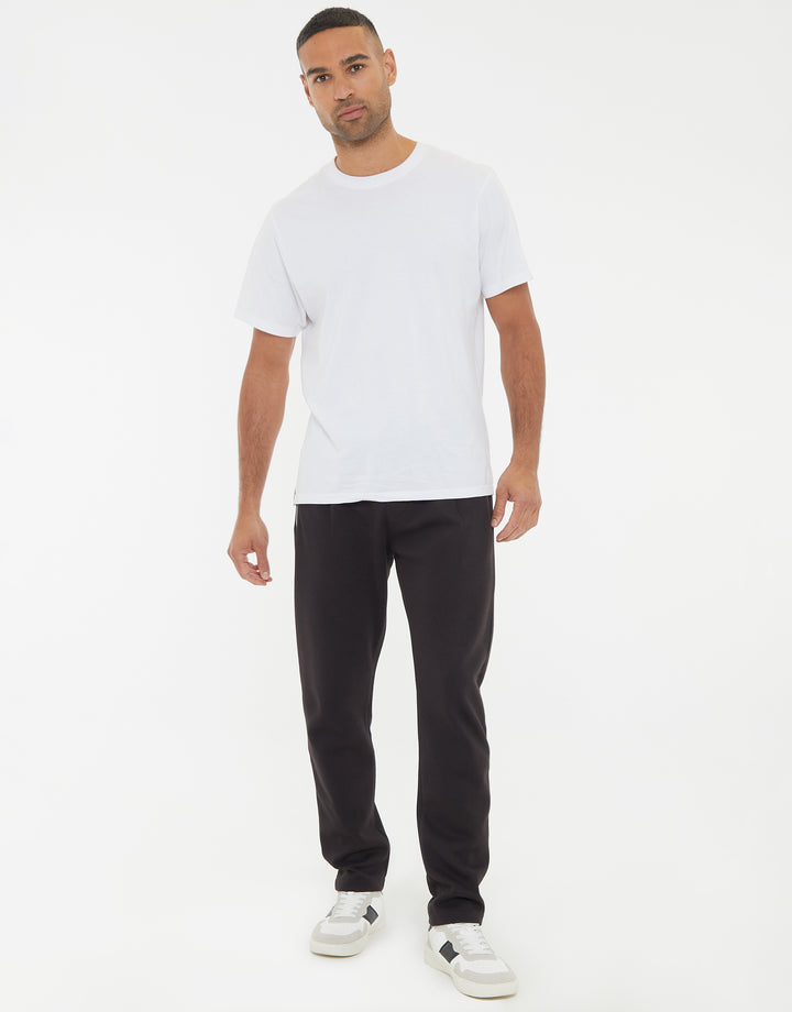 Pique Open Hem Joggers in Black
