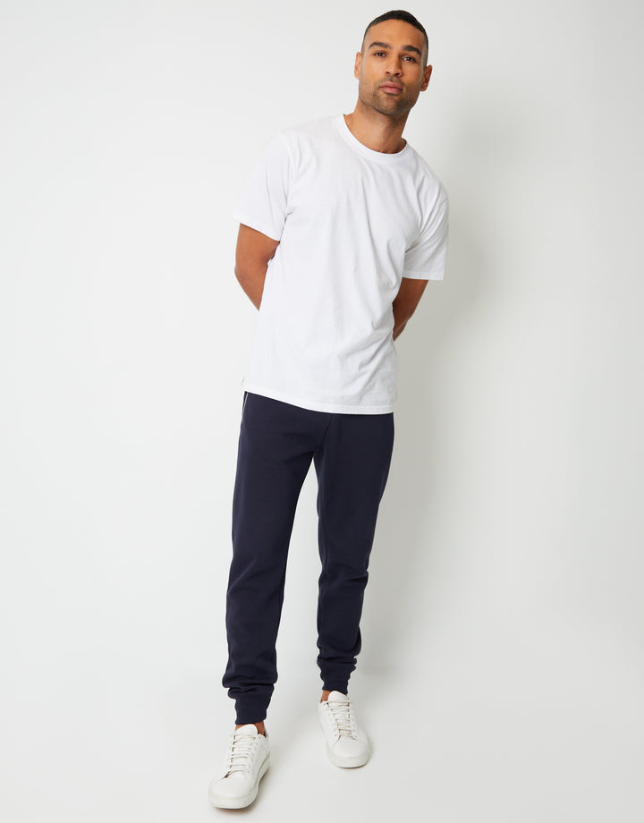 Cuffed Pique Joggers in Navy