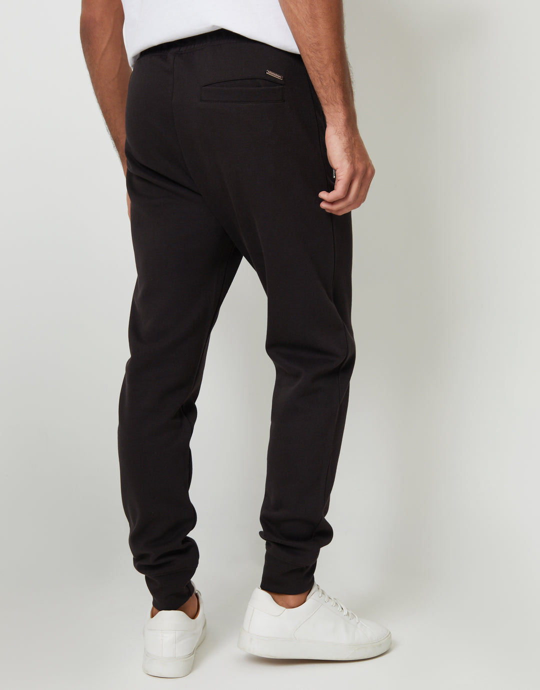 Cuffed Pique Joggers in Black