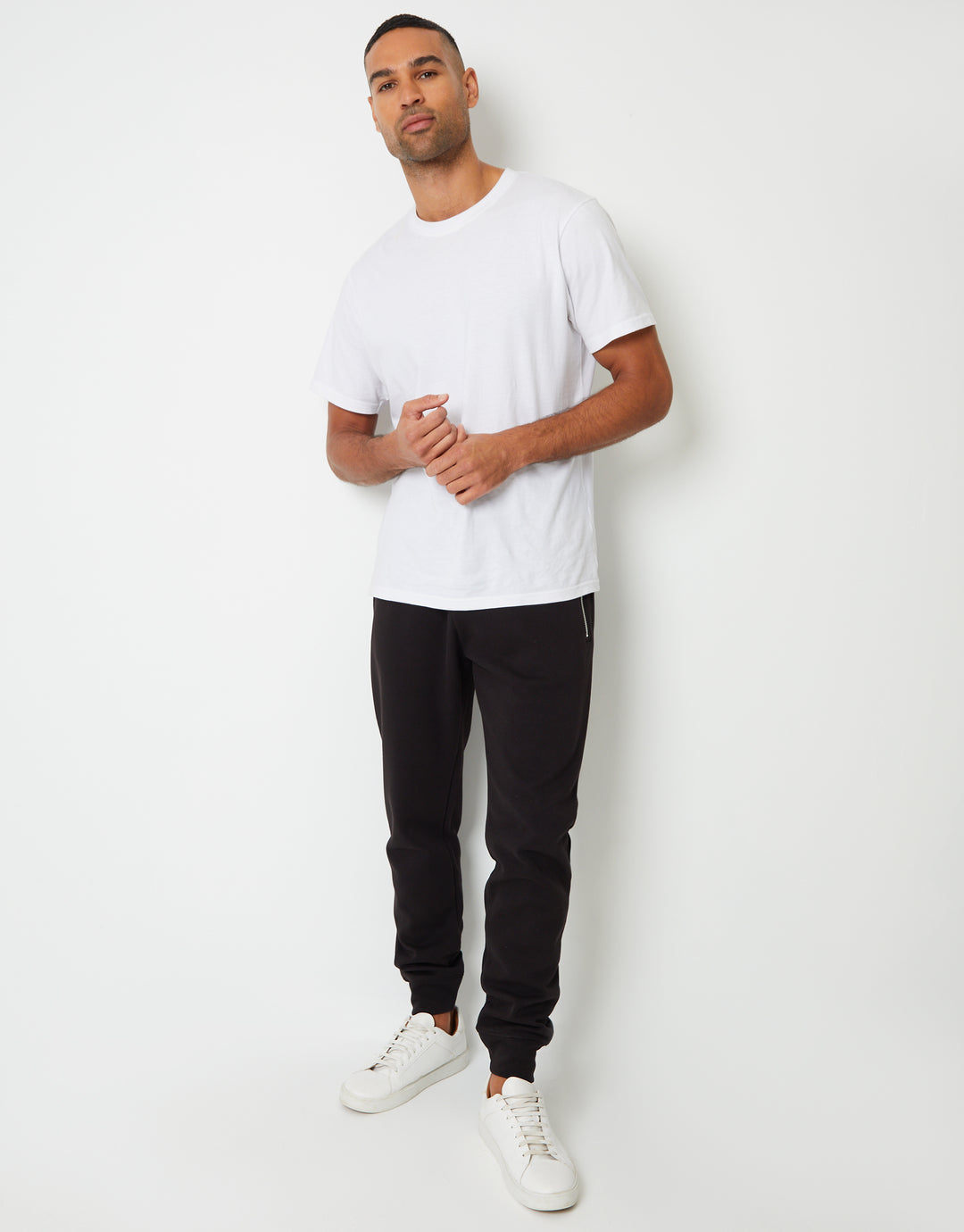 Cuffed Pique Joggers in Black