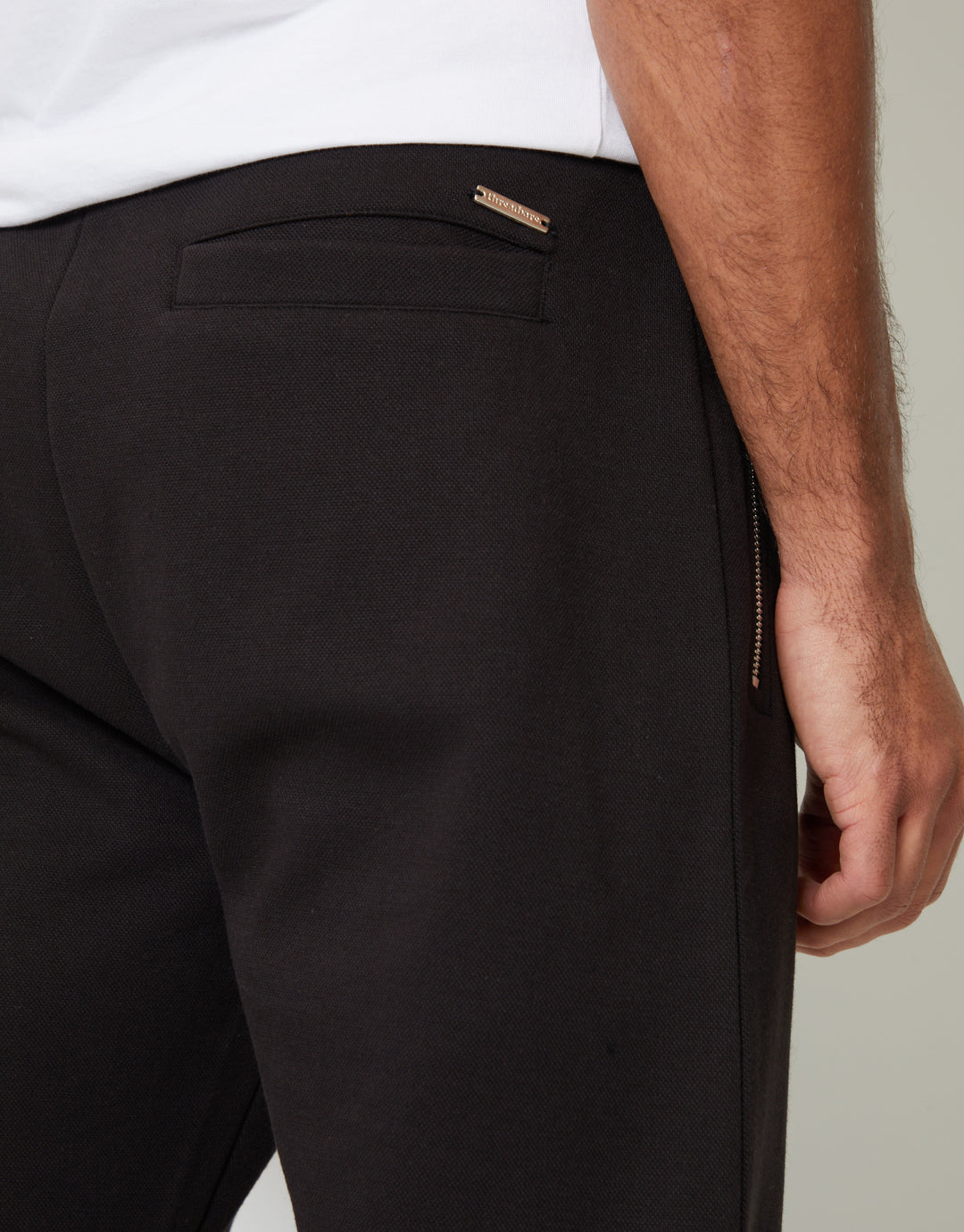 Cuffed Pique Joggers in Black