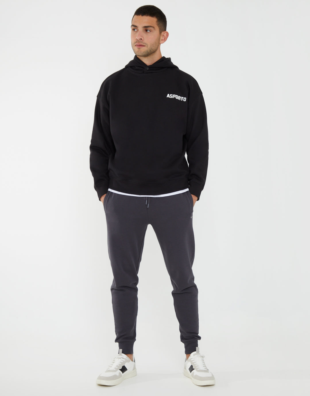 Black Graphic Print Relaxed Fit Overhead Hoodie