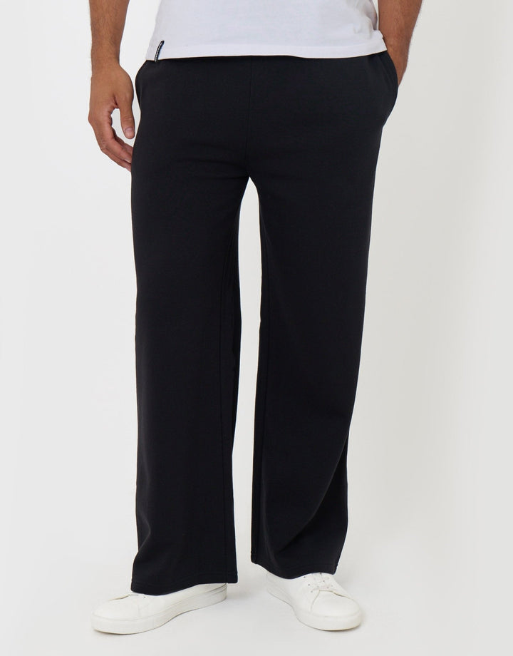 Threadbare Wide Leg Joggers in Black - front view