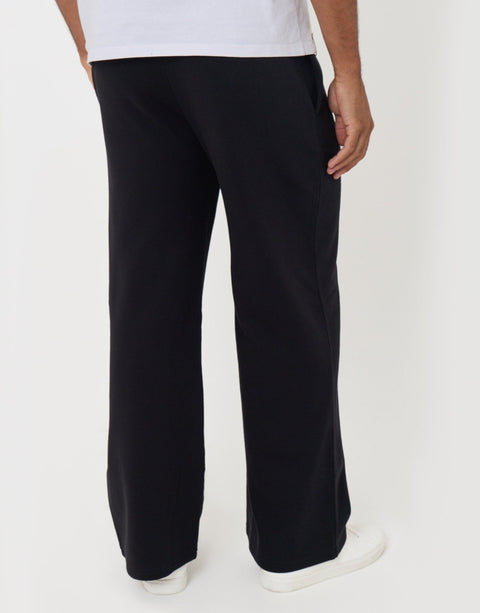 Threadbare Wide Leg Joggers in Black - back view