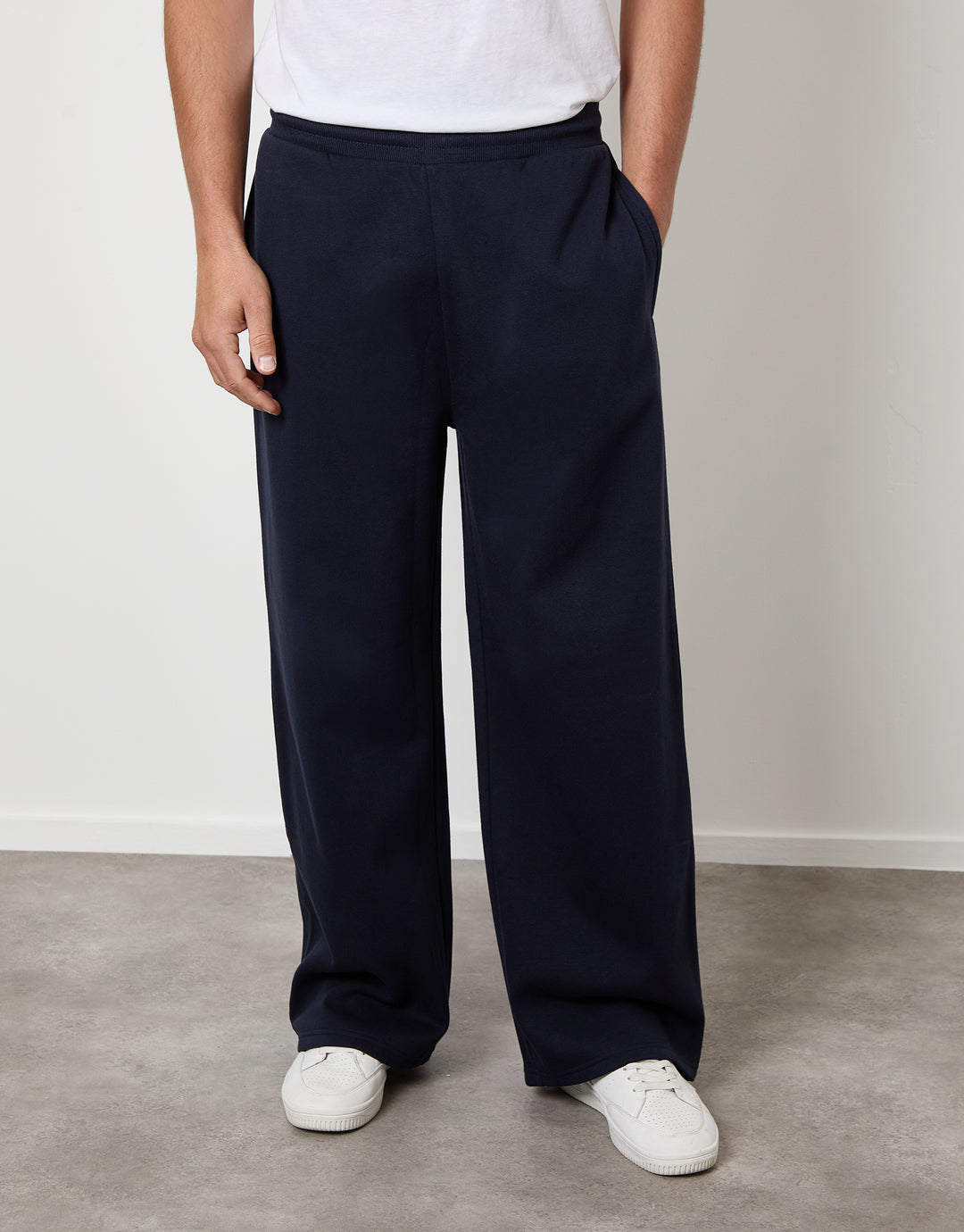 Wide Leg Joggers in Navy