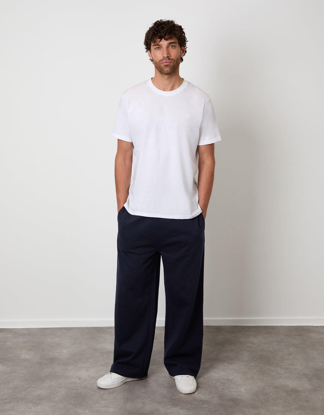 Wide Leg Joggers in Navy