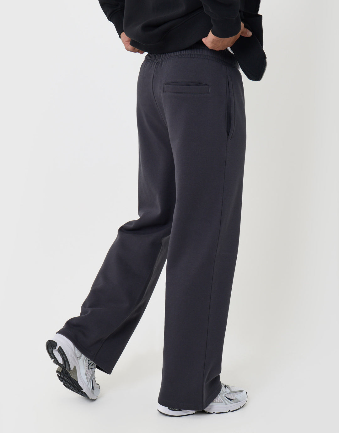 Threadbare Cotton Rich Wide Leg Joggers in Charcoal - back view
