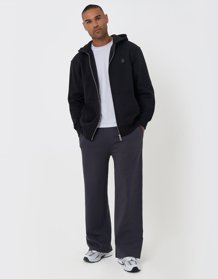 Threadbare Cotton Rich Wide Leg Joggers in Charcoal - full body