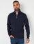 Navy Pique Quarter Zip Funnel Neck Sweatshirt