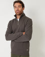 Grey Pique Quarter Zip Funnel Neck Sweatshirt