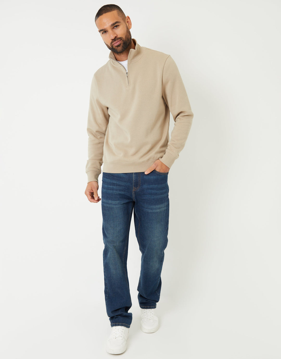 Stone Mock T-Shirt Quarter Zip Sweatshirt