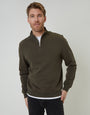 Khaki Green Mock T-Shirt Quarter Zip Sweatshirt
