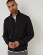 Threadbare Mock T-Shirt Quarter Zip Sweatshirt in Black - front view