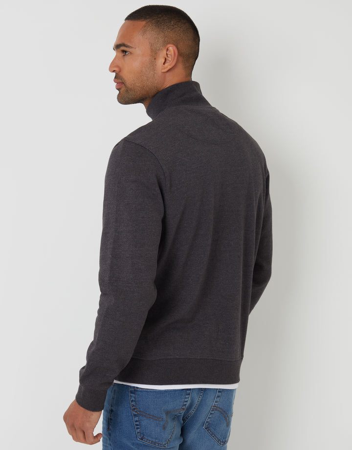 Charcoal Grey Mock T-Shirt Quarter Zip Sweatshirt