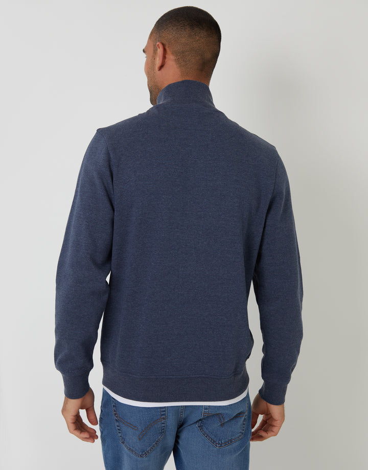 Denim Marl Blue Mock T-Shirt Quarter Zip Sweatshirt