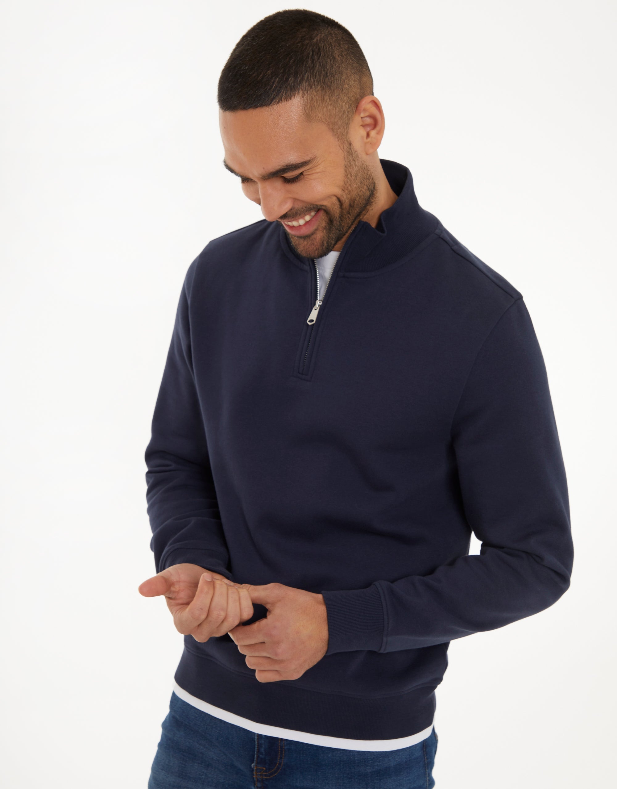 Threadbare Men's Mock T-Shirt Sweatshirt in Navy