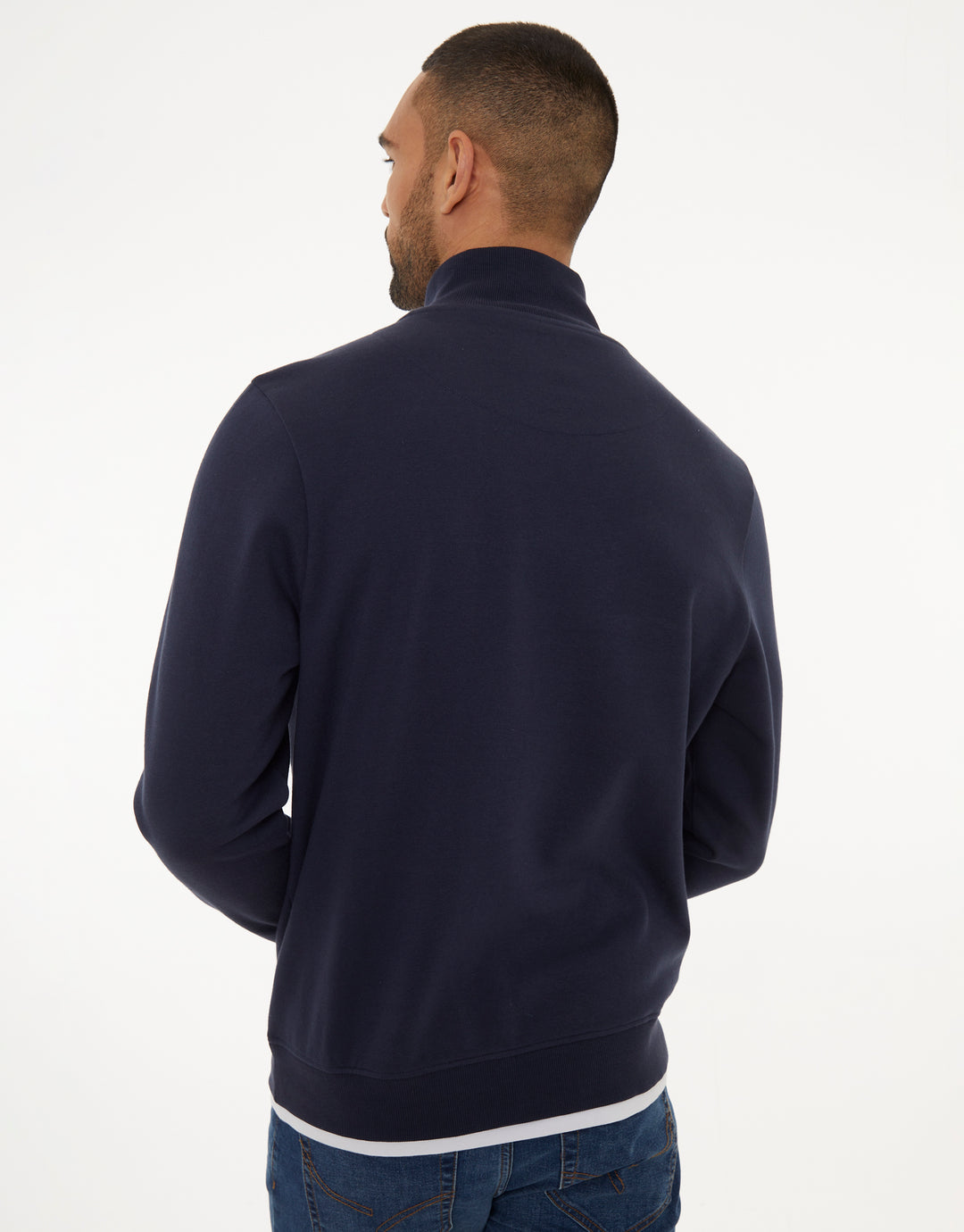 Navy Mock T-Shirt Quarter Zip Sweatshirt