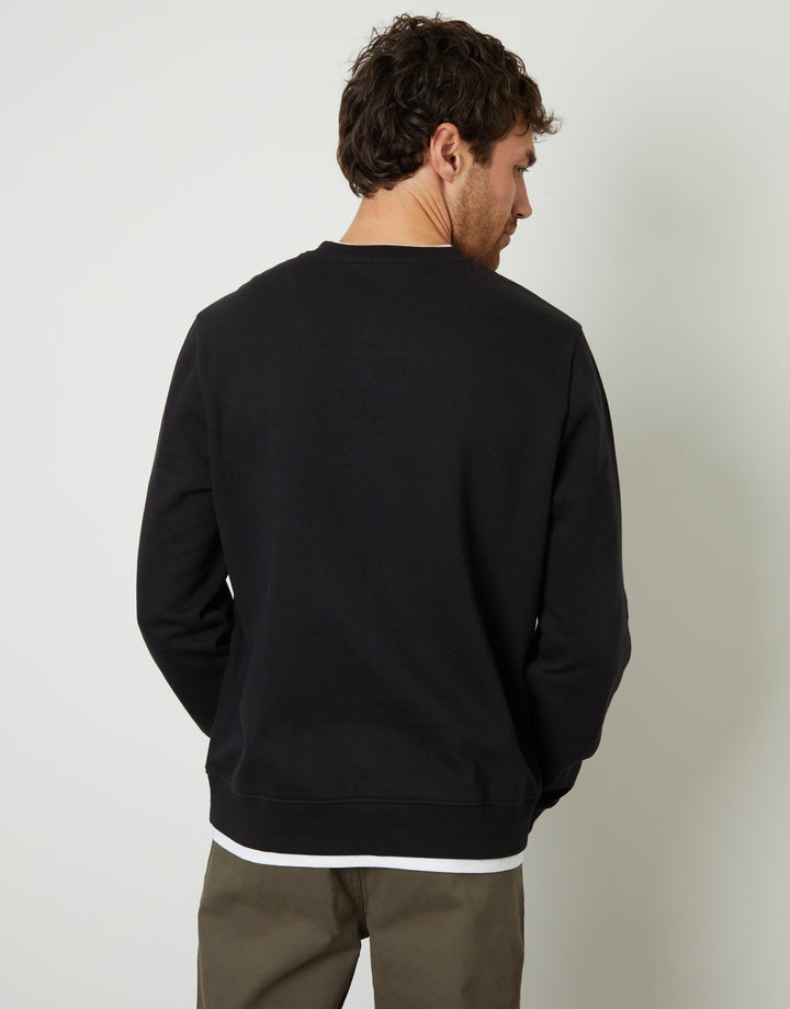 Black Mock T-Shirt Crew Neck Sweatshirt