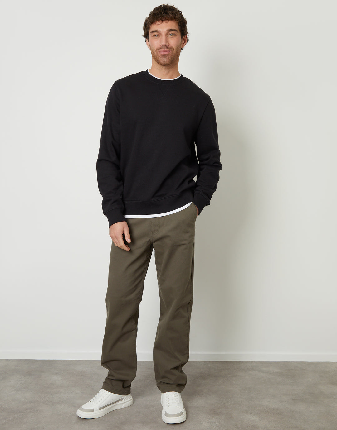 Black Mock T-Shirt Crew Neck Sweatshirt