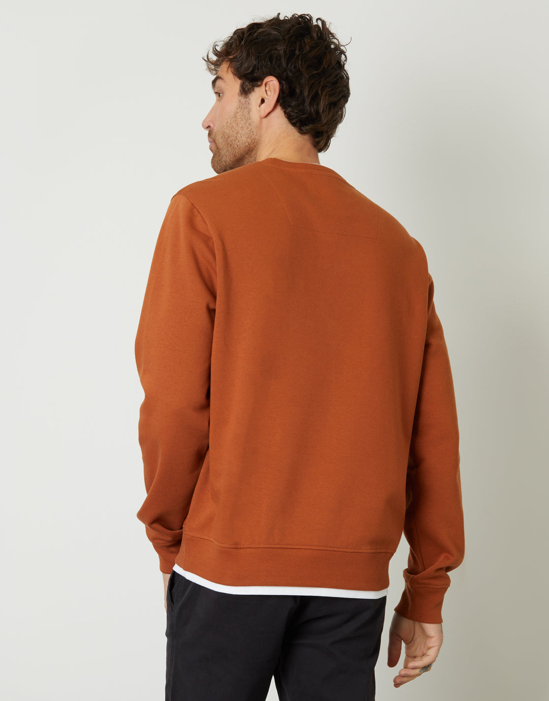 Rust Orange Mock T-Shirt Crew Neck Sweatshirt